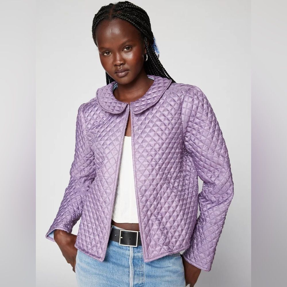 Urban Outfitters Kimchi Blue Trinity Purple Luxe Satin Quilted Jacket Size M NWT